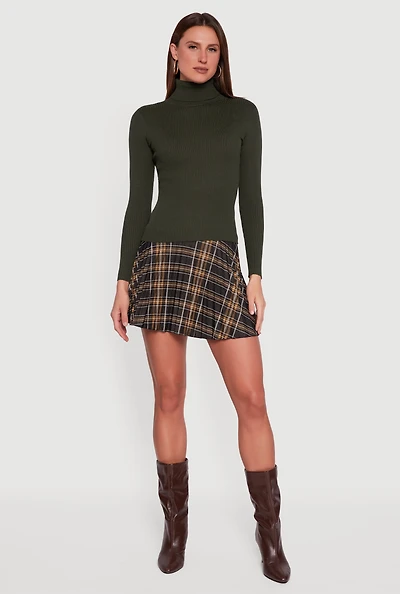 Rib Knit Long Sleeve Turtleneck Top