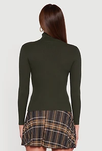 Rib Knit Long Sleeve Turtleneck Top