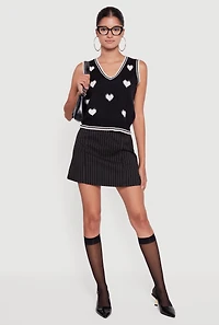 Womens Chenille Bow Print V-Neck Sweater Vest,