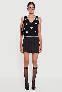 Womens Chenille Bow Print V-Neck Sweater Vest,