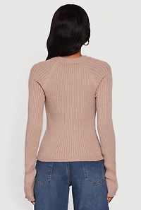 Womens Cable Knit Long Sleeve Crew Neck Pullover Sweater, Beige, Size S