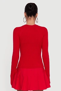 Womens Cable Knit Long Sleeve Crew Neck Pullover Sweater, Red, Size XL