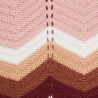 Chevron Print Ribbed Knit Faux Wrap V-Neck Sweater