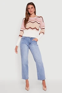 Crochet Chevron Caged Back V-Neck Sweater