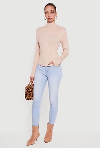 Rib Knit Long Sleeve Mock Neck Sweater