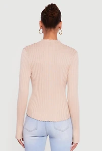 Rib Knit Long Sleeve Mock Neck Sweater