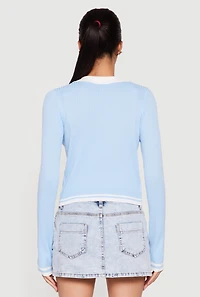 Chenille New York Patch Graphic Varsity Stripe Sweater