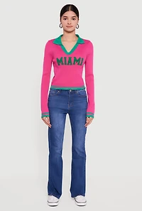 Miami Graphic Long Sleeve Polo Sweater