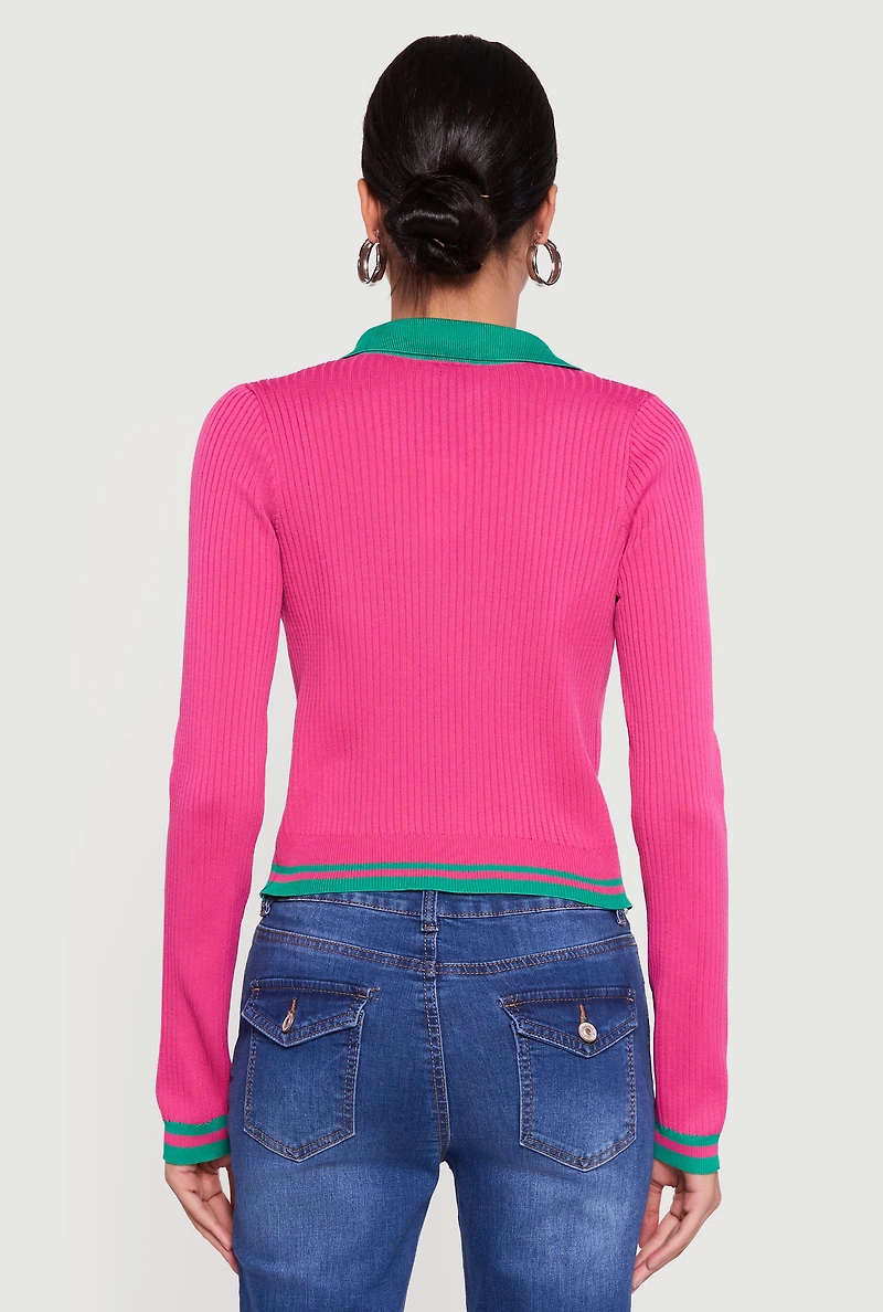 Miami Graphic Long Sleeve Polo Sweater