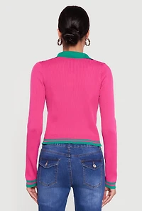 Miami Graphic Long Sleeve Polo Sweater