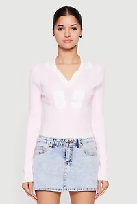 Chenille 89 Patch Graphic Varsity Stripe Sweater