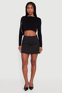 Long Sleeve Button Front Cropped Cardigan