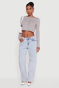 Long Sleeve Button Front Cropped Cardigan