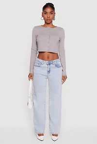 Long Sleeve Button Front Cropped Cardigan