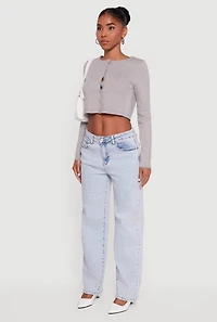 Long Sleeve Button Front Cropped Cardigan