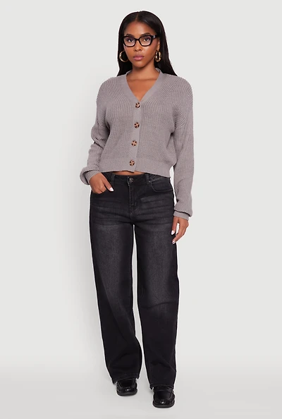 Womens Classic Fit V-Neck Button Front Cardigan,
