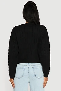 Cable Knit Long Sleeve V-Neck Cardigan