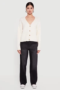 Cable Knit Long Sleeve V-Neck Cardigan