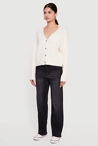 Cable Knit Long Sleeve V-Neck Cardigan