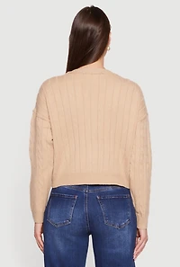 Cable Knit Long Sleeve V-Neck Cardigan