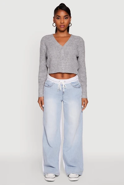 Classic Fit Button Front Cropped Cardigan
