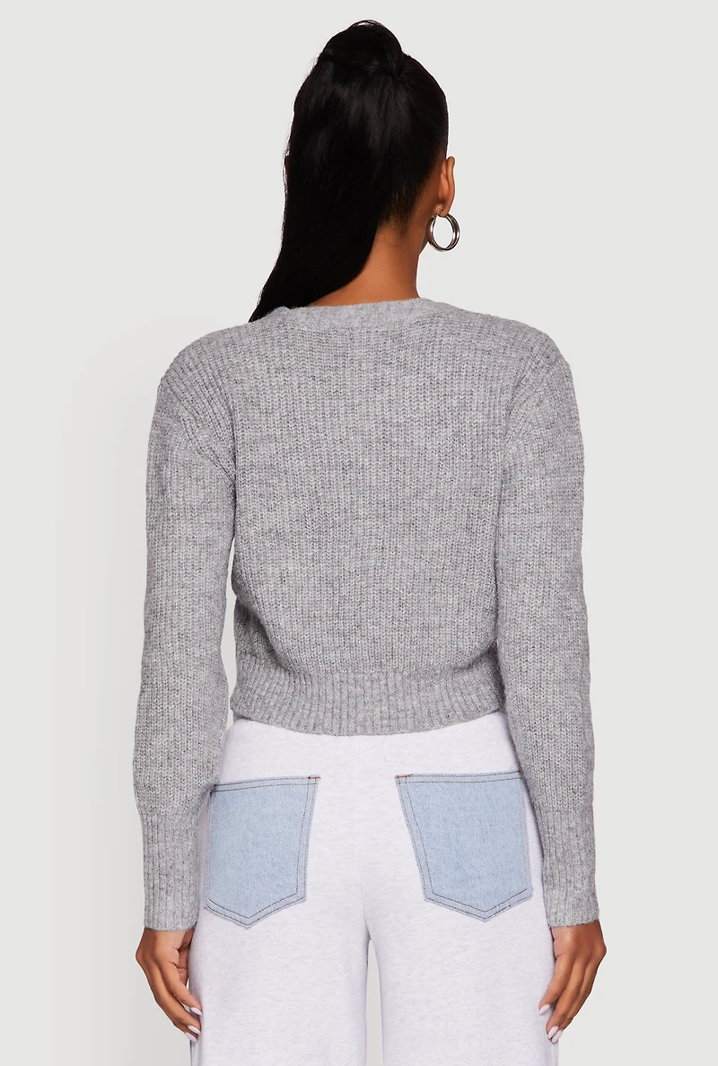 Classic Fit Button Front Cropped Cardigan