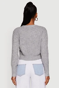 Classic Fit Button Front Cropped Cardigan