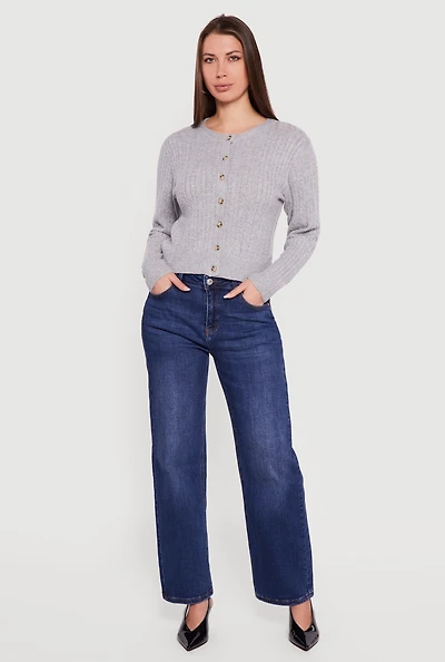 Cable Knit Button Front Cardigan