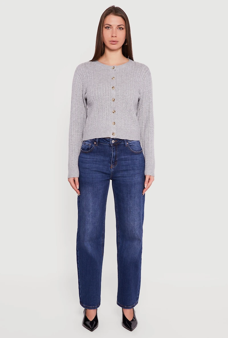 Cable Knit Button Front Cardigan