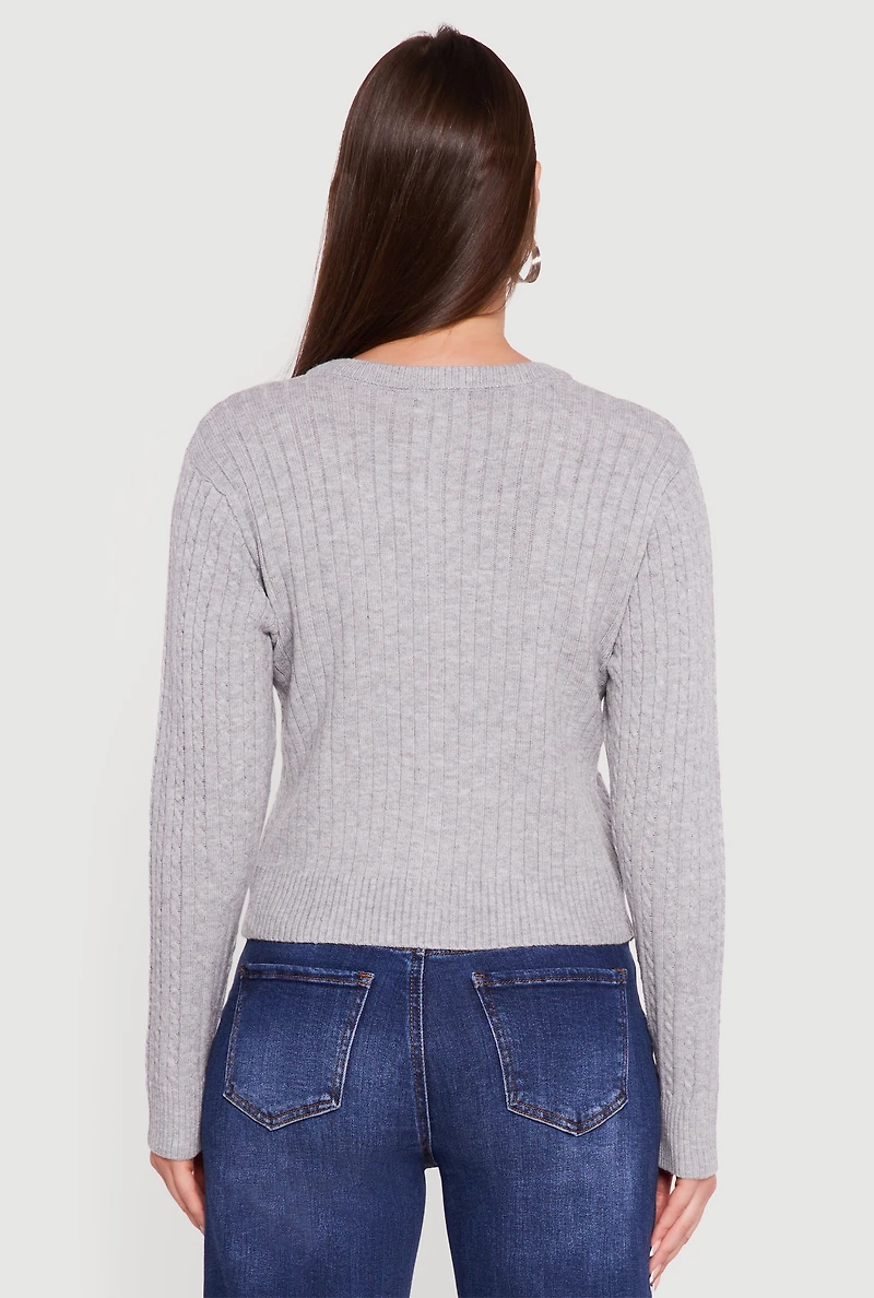 Cable Knit Button Front Cardigan