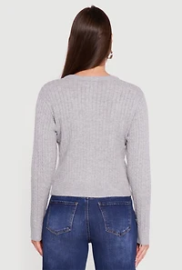 Cable Knit Button Front Cardigan