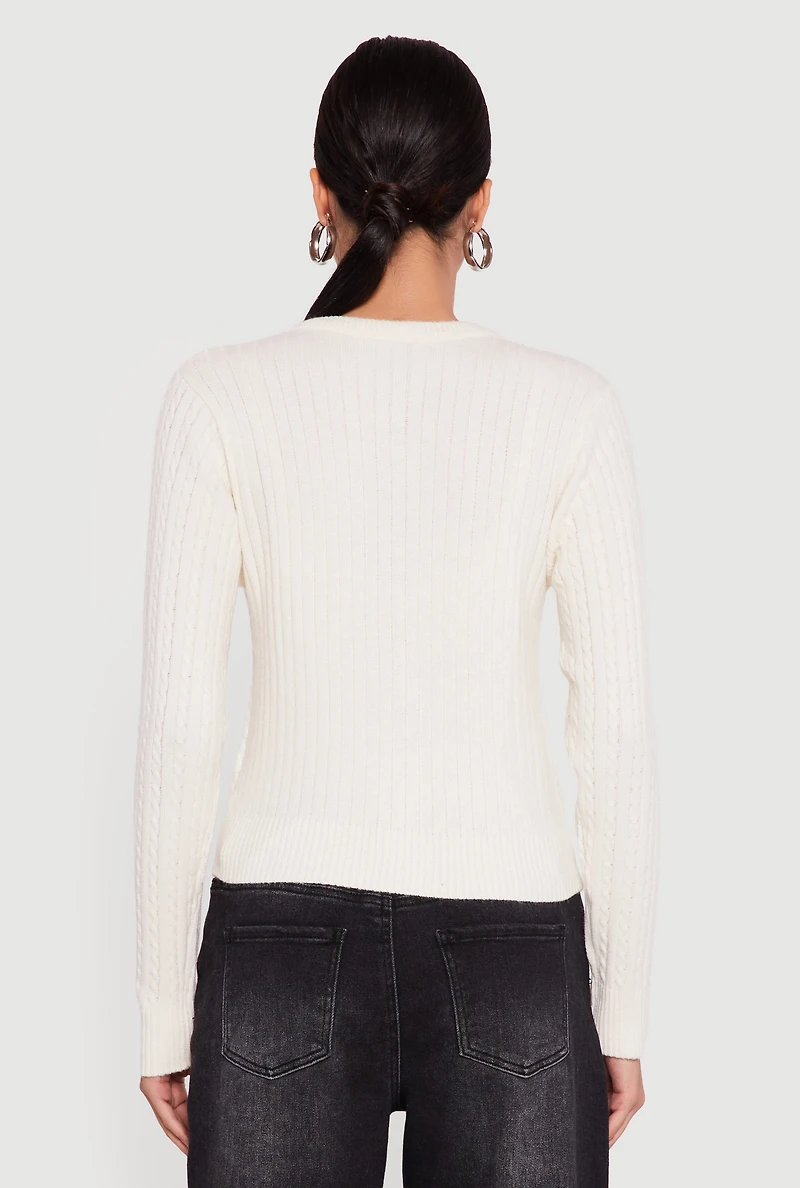 Cable Knit Button Front Cardigan