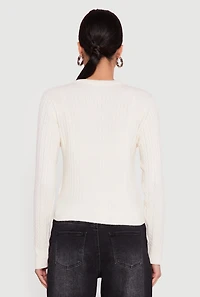 Cable Knit Button Front Cardigan