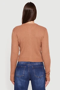 Womens Cable Knit Button Front Cardigan,