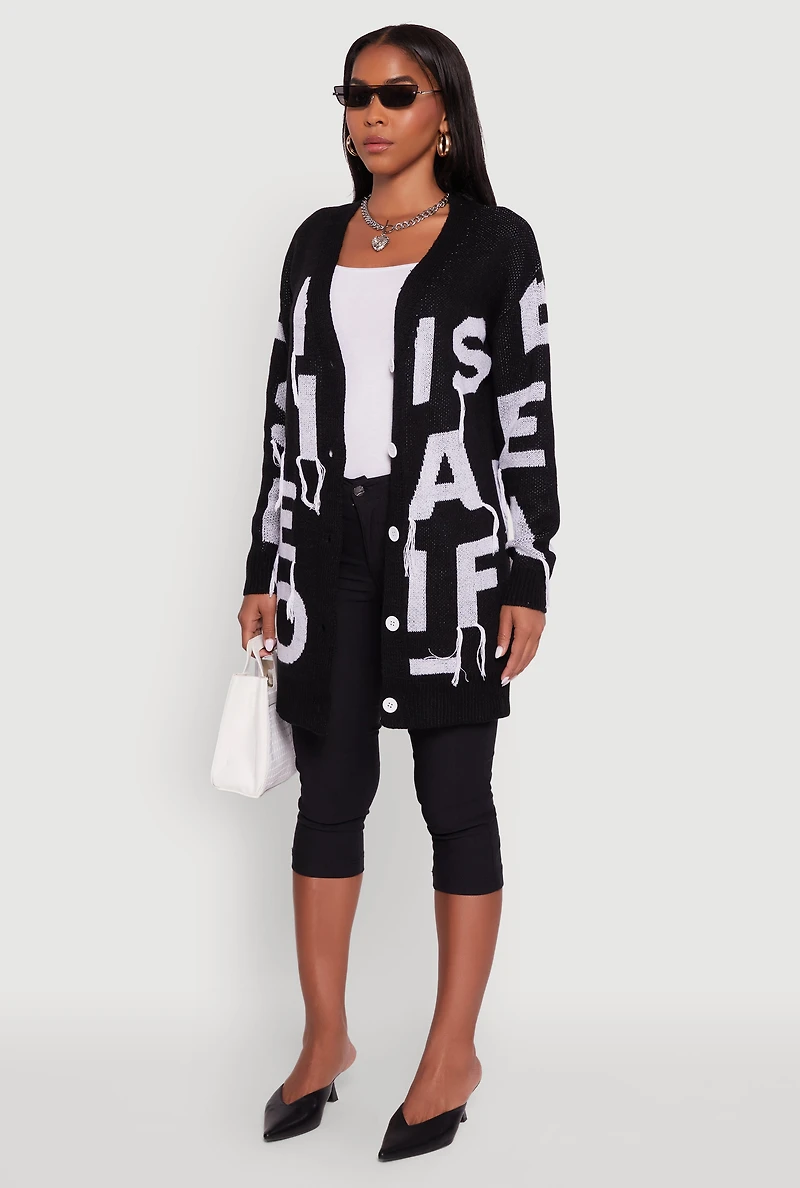 Womens Alphabet Fringe Detail Cardigan,