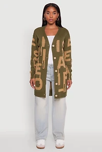 Womens Alphabet Fringe Detail Cardigan, Green, Size S