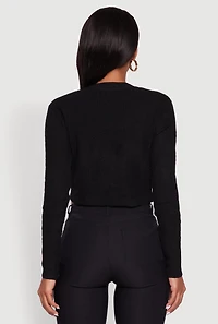 Womens One Button Cropped Cardigan, Black, Size XL