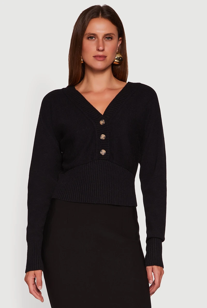 Womens Dolman Long Sleeve Lace Up Back Cardigan, Black, Size L