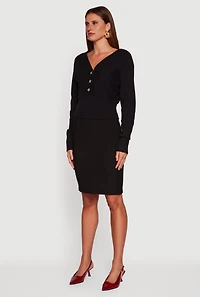 Womens Dolman Long Sleeve Lace Up Back Cardigan, Black, Size L