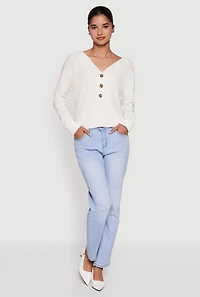 Dolman Long Sleeve Lace Up Back Sweater