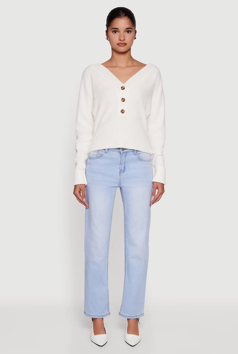 Dolman Long Sleeve Lace Up Back Sweater