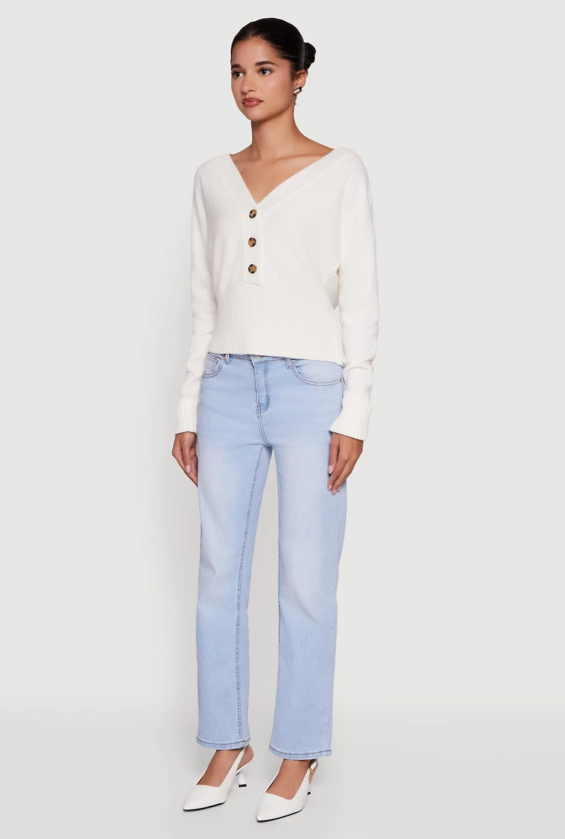 Dolman Long Sleeve Lace Up Back Sweater