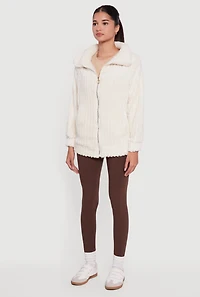 Oversized Ribbed Knit Sherpa Jacket