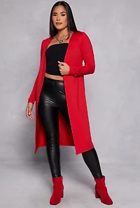 Womens Long Sleeve Open Front Duster, M