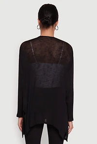 Womens Ambiance Brushed Knit Long Sleeve Duster, Black, Size S