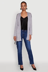 Womens Ambiance Brushed Knit Long Sleeve Duster,