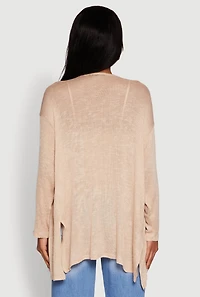 Womens Ambiance Brushed Knit Long Sleeve Duster, Beige, Size M