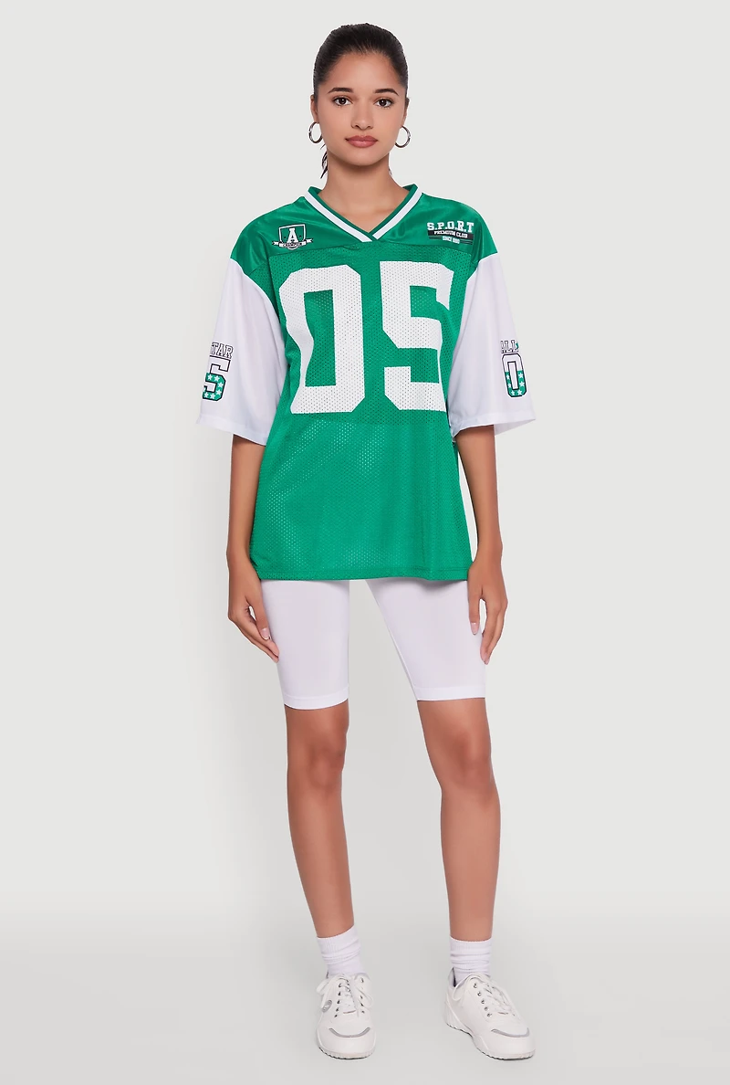 Womens V-Neck All Star 05 Graphic Football Jersey, Green,