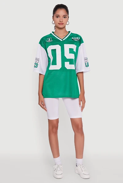 Womens V-Neck All Star 05 Graphic Football Jersey, Green,