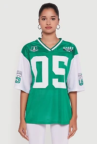 Womens V-Neck All Star 05 Graphic Football Jersey, Green,